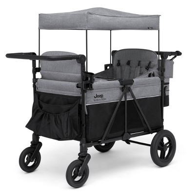 Jeep Wrangler Deluxe 4 Seater Stroller Wagon by Delta Children - Gray | Target