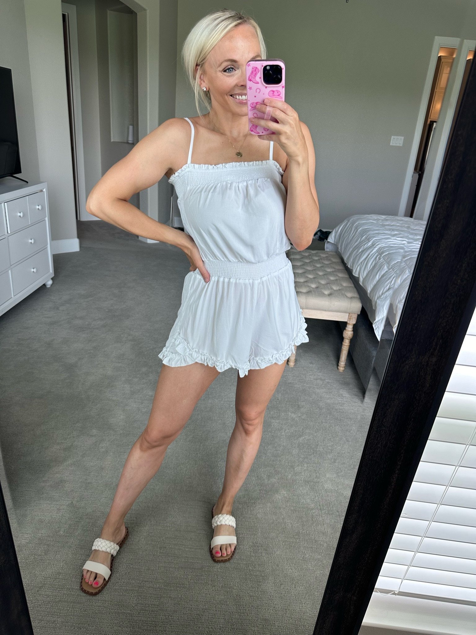 The cutest little swimsuit coverup from Walmart! Wearing a size small, also comes in black. Sandals are a size 8 and the best sandals ever!!! 

#LTKFindsUnder50 #LTKStyleTip #LTKSwim