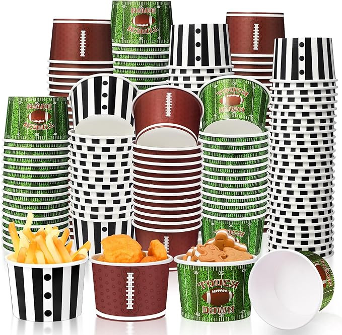 150 Pieces Football Paper Ice Cream Cups Game Day Party Supplies Disposable Ice Cream Bowls Paper... | Amazon (US)