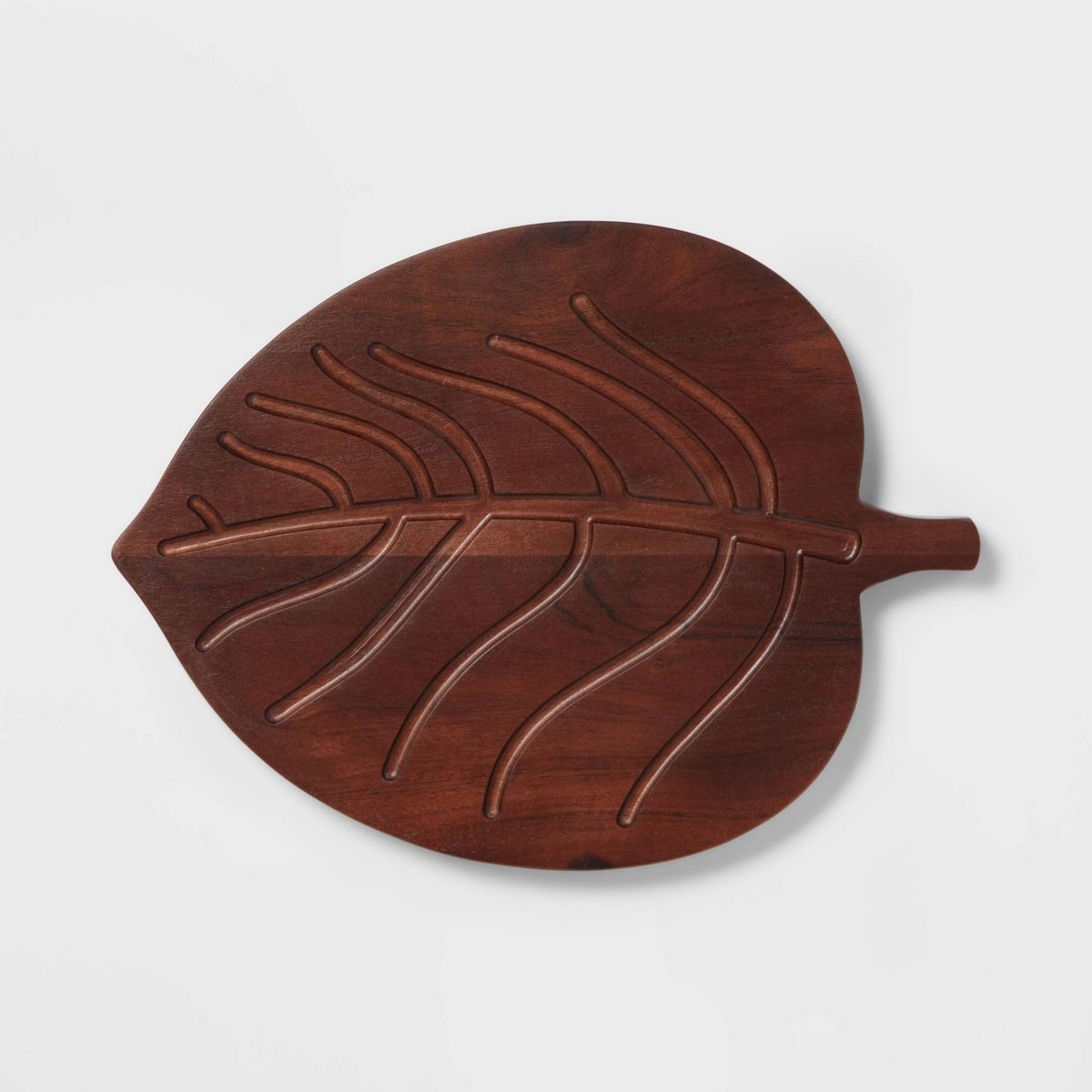 Wooden Oak Leaf Shape Serving Board with Handle Dark Brown - Threshold™ | Target