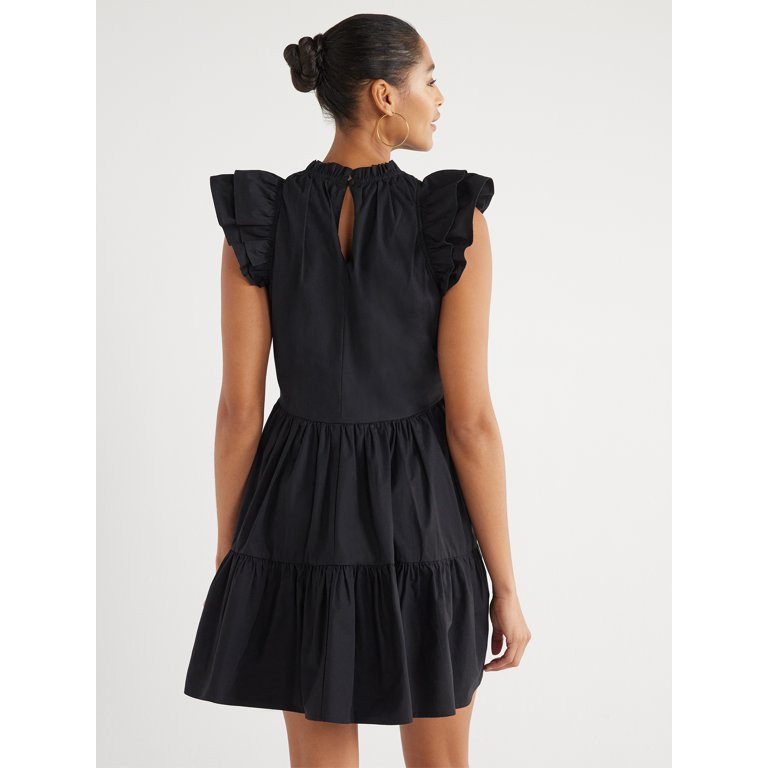 Scoop Women's Flutter Sleeve Swing Dress, Sizes XS-XXL - Walmart.com | Walmart (US)
