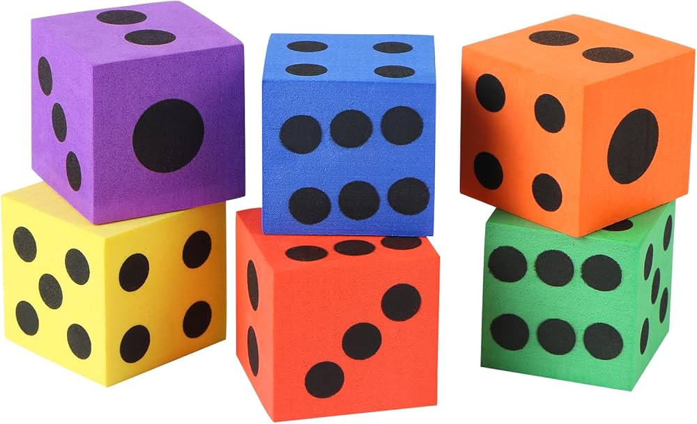 MIDELONG Foam Dice Set, 1.5 Inch Large Assorted Colorful Foam Dice Cubes with Number Dots, Playin... | Amazon (US)