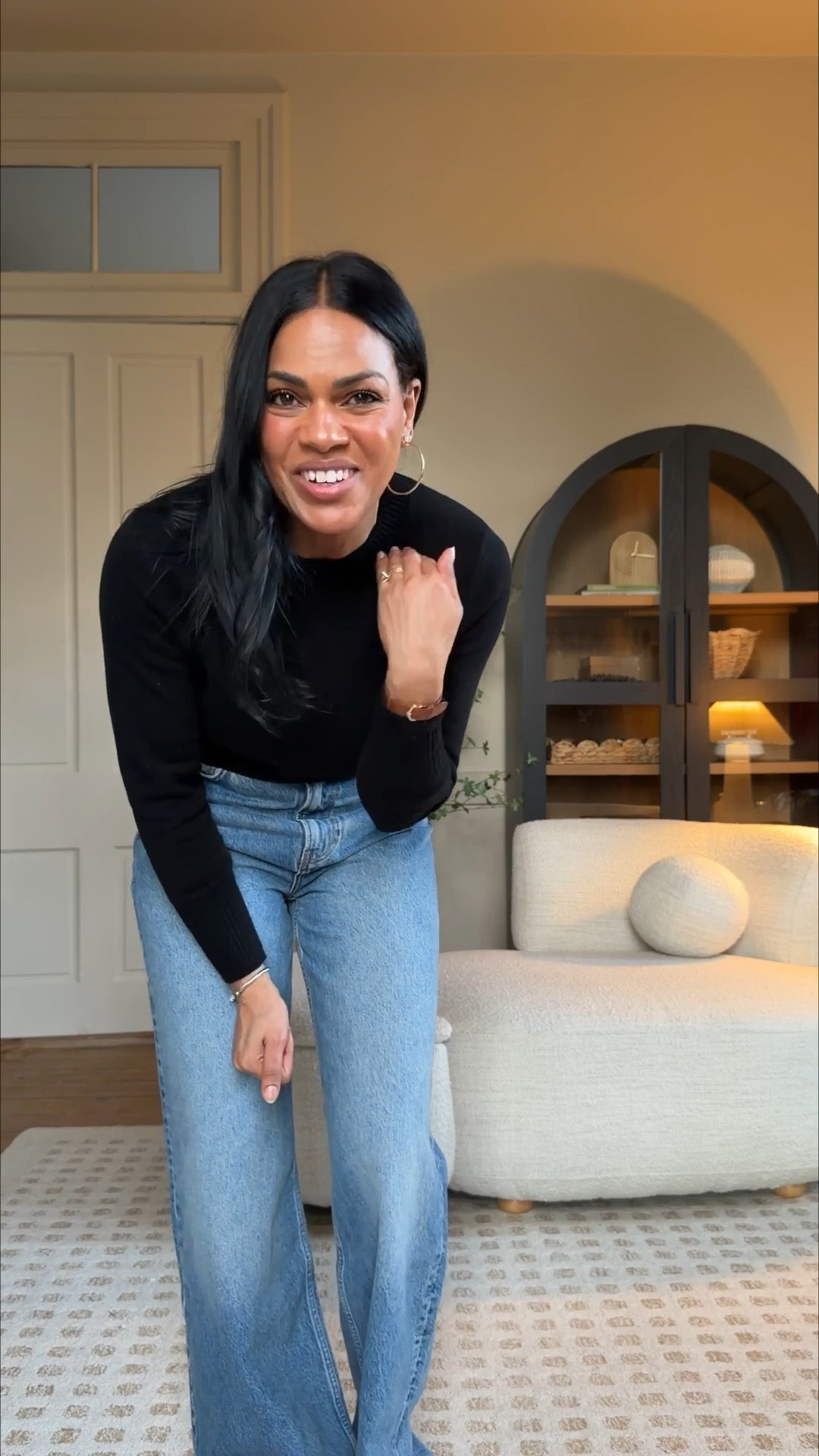 Easy outfit I’ll be repeating  Top is shrunken cropped cashmere and so cute! Fitted around the waist to leave untucked or tuck in! Jeans are tts. I’m 5’4” 



#LTKgrwm #LTKootd