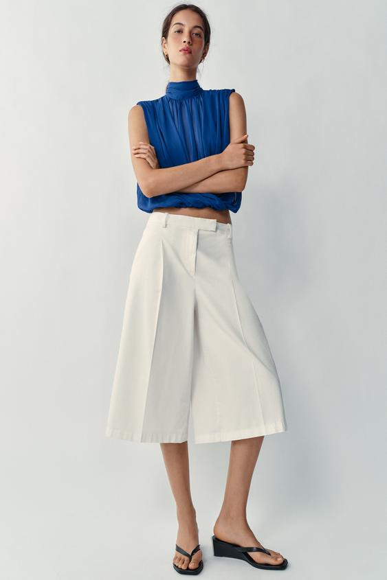Zara - Draped Balloon Top - Black / White - S - Woman | Zara US