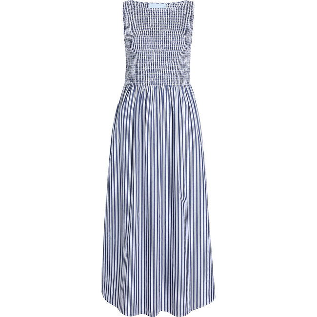 Hill House Home | Women's Cosima High Neck Sleeveless Smocked Nap Dress, (Navy Blue, Size Small) | Maisonette | Maisonette