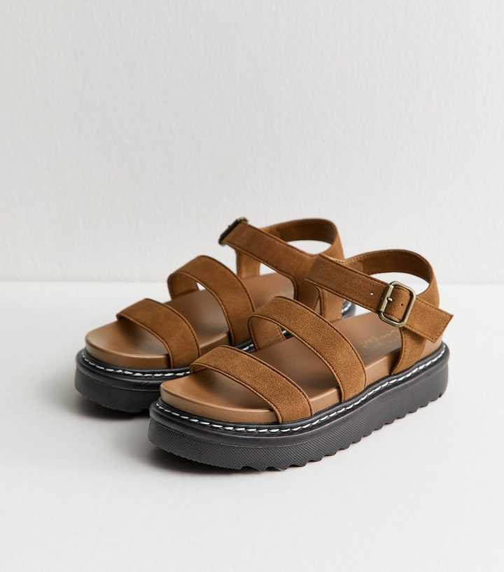 Tan Faux Suede Flatform Sandals | New Look | New Look (UK)
