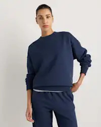 Everyday Fleece Crew in Washed Deep Navy | Quince