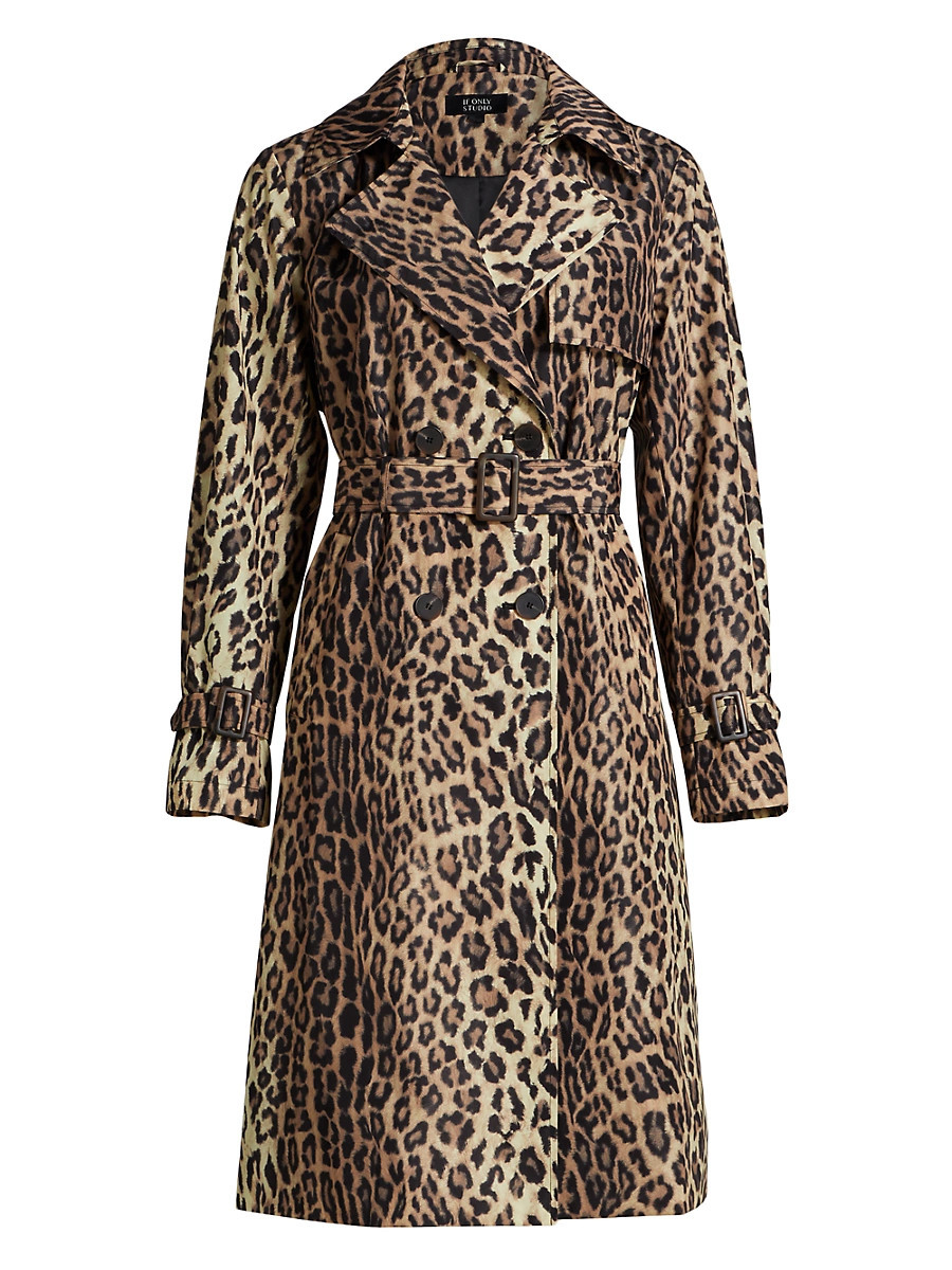 Women's Leopard Belted Trench Coat - Leopard - Size Small | Saks Fifth Avenue