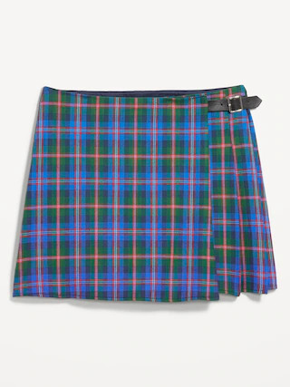 High-Waisted Pleated Buckled Wrap-Front Mini Skirt | Old Navy (US)