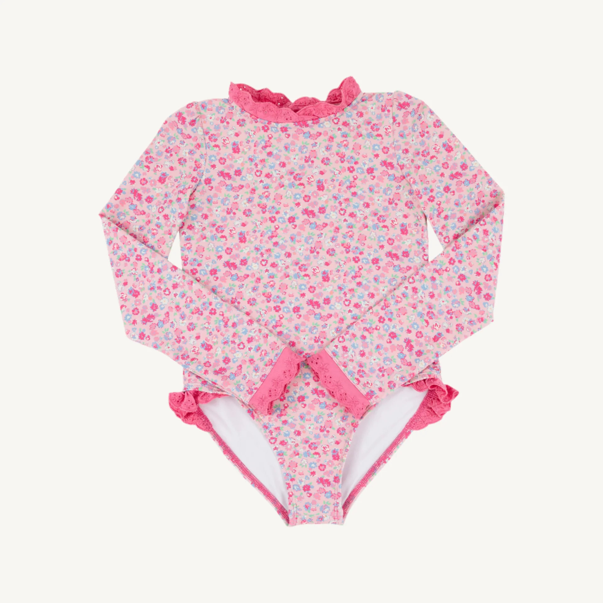 Sarasota Surf Suit (UPF 35+) - Mableton Mini Floral (Pink) with Romany | The Beaufort Bonnet Company
