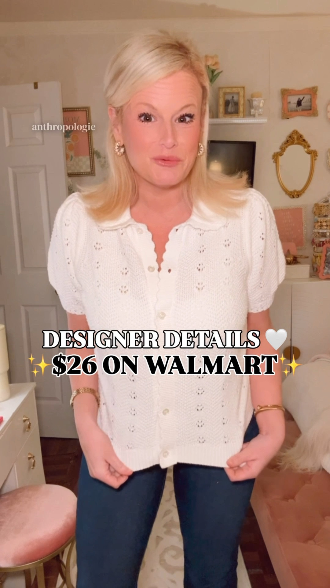 Walmart Free Assembly cardigan, 100% cotton cardigan women, pointelle sweater women, Peter Pan collar cardigan, designer look for less sweater, feminine spring tops 2026

This is the standout piece from the new Free Assembly Walmart drop — and it’s already moving fast.

If you’re searching for:
100% cotton cardigan women
short sleeve cardigan women
Peter Pan collar sweater
pointelle knit cardigan
scalloped trim sweater
feminine spring tops
preppy spring outfit
designer look for less

This is the one.

Details that make it feel expensive:
• 100% cotton 
• delicate pointelle knit
• scalloped trim
• vintage-inspired Peter Pan collar
• soft, structured drape

It’s giving understated designer energy — the kind of knit you’d expect at 3x the price.

I’m wearing a medium for a classic, slightly relaxed fit.
Three colors available — the pink is already mostly sold out and the other two are going quickly.

This is the piece everyone is adding to cart from the new Walmart Free Assembly collection and once cotton spring knits start disappearing, they don’t restock quickly.

Perfect for:
spring work outfits
Easter outfits
church
brunch
graduation
country club casual

100% cotton cardigan women, Free Assembly Walmart, feminine spring sweater, scalloped cardigan, preppy Walmart fashion, elevated basics under $30, soft girl aesthetic sweater, designer inspired cardigan

#WalmartFashion #FreeAssembly #SpringStyle #LookForLess #WalmartStyle 

#LTKWorkwear #LTKSeasonal #LTKootd