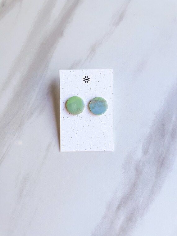 The Everyday Stud in Blue Green Swirl | Creative in Kentucky Jewelry | Polymer Clay Earrings | Gi... | Etsy (US)