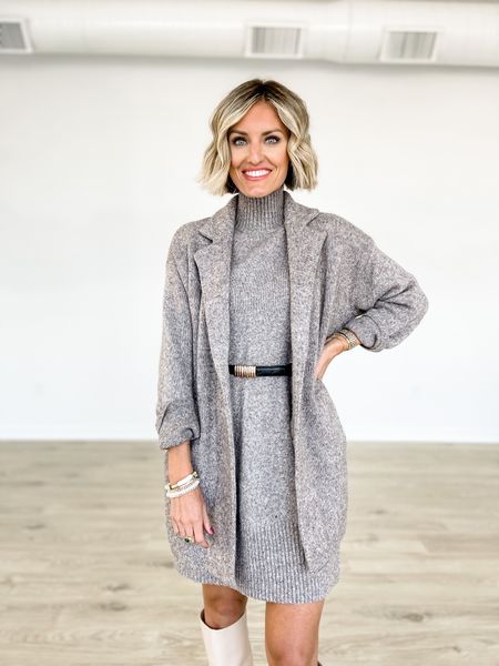 Outfit idea all from Walmart 👏 wearing an XS in the cardigan and sweater dress! 

Loverly Grey, outfit idea 

#LTKSeasonal #LTKstyletip