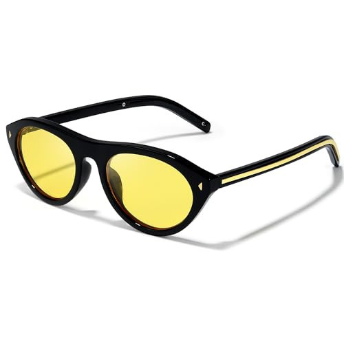 DreamCalf Oval Cat Eye Sunglasses for Women Trendy Retro Cateye Frame with UV Protection for Traveling or Driving | Amazon (US)