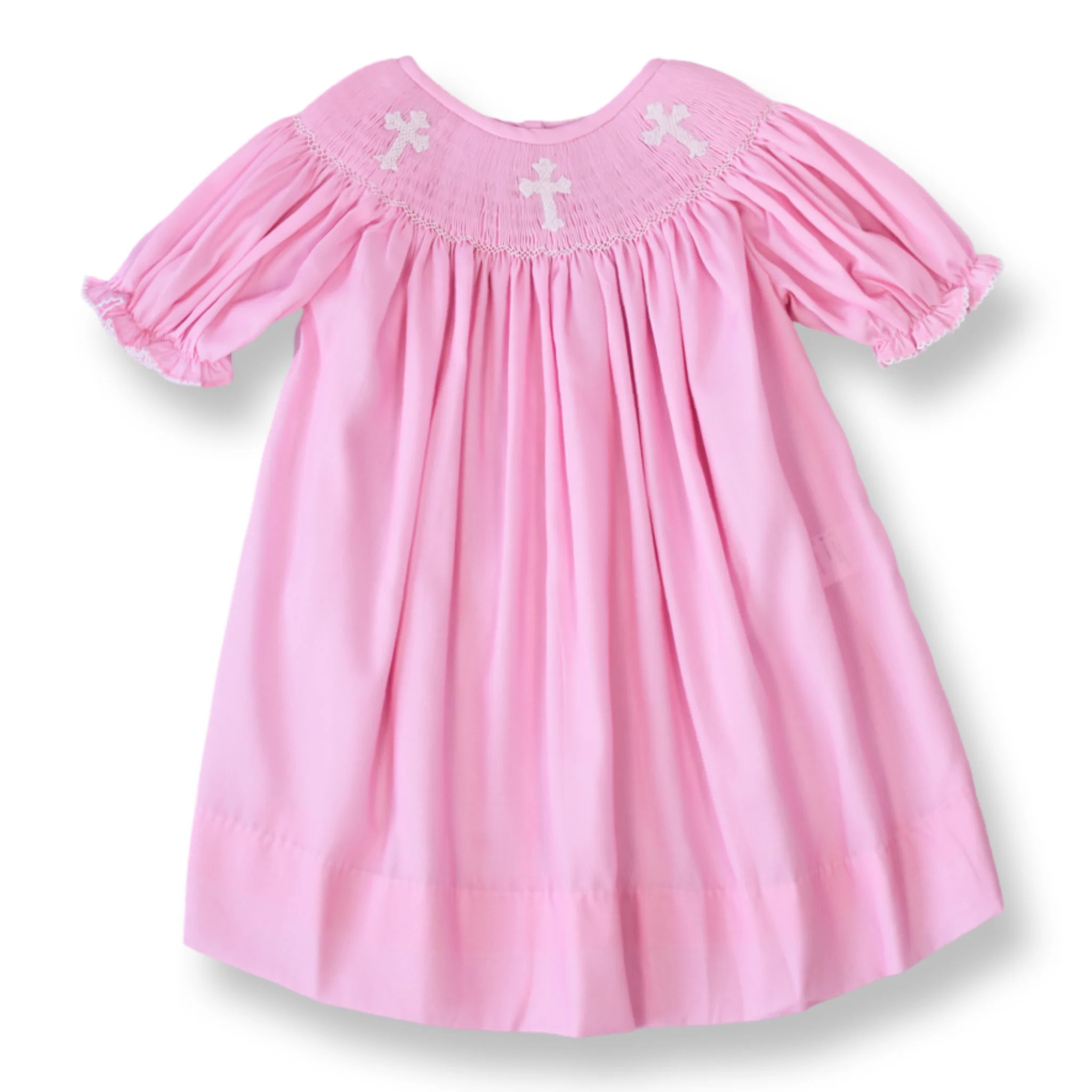 Smocked Cross Dress in Pink | Lillie & Lilah