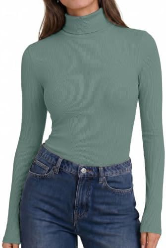 Ekouaer Womens Turtleneck Tops Winter Ribbed Long Sleeve Shirts | Casual Basic Underscrub, Fitted... | Amazon (US)