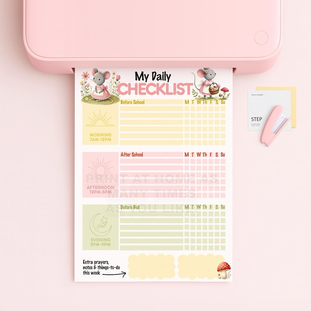 ✨ The CUTEST way to build routines + responsibility! This printable kids daily checklist is perfect for helping little ones stay organized from morning to bedtime — and it makes an adorable Easter basket stuffer! 🌸

Designed with soft pastel colors and sweet woodland characters, this kids routine chart includes sections for morning, after school, and bedtime tasks — making daily schedules simple, fun, and stress-free for both kids and parents. Perfect for toddlers, preschoolers, kindergarten, and early elementary kids!

💡 Print at home as many times as you’d like! And exciting news — this design will also be available as a notepad soon, making it even easier to use daily at home or on the go.

Whether you’re creating a morning routine, bedtime checklist, homeschool schedule, or Easter basket gift, this printable is a must-have for organized, happy days! 🌷🐣

#kidsprintables #easterbasketideas #kidsroutinechart #dailychecklistforkids #printablekids #homeschoolprintables #toddleractivities #preschoolprintables #kindergartenideas #momlife #organizedkids #parentinghacks #eastergiftideas #ltkfinds #etsykids #routinecharts #dailyroutine #kidsplanner #easterbasketstuffers

#LTKSeasonal #LTKKids #LTKmomlife