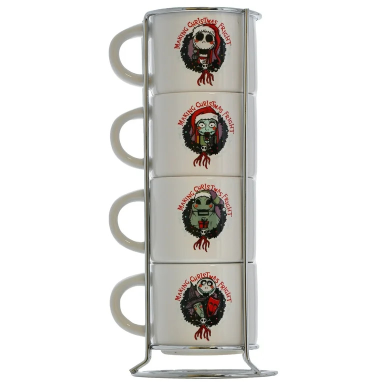 The Nightmare Before Christmas Holiday Stackable Ceramic Espresso Mug Set, 3 oz, 4 Piece | Walmart (US)