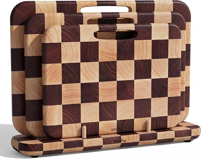 SMIRLY Wooden Cutting Boards for Kitchen, Double-Sided Cutting Board with Handle, Heavy Duty Soli... | Amazon (CA)
