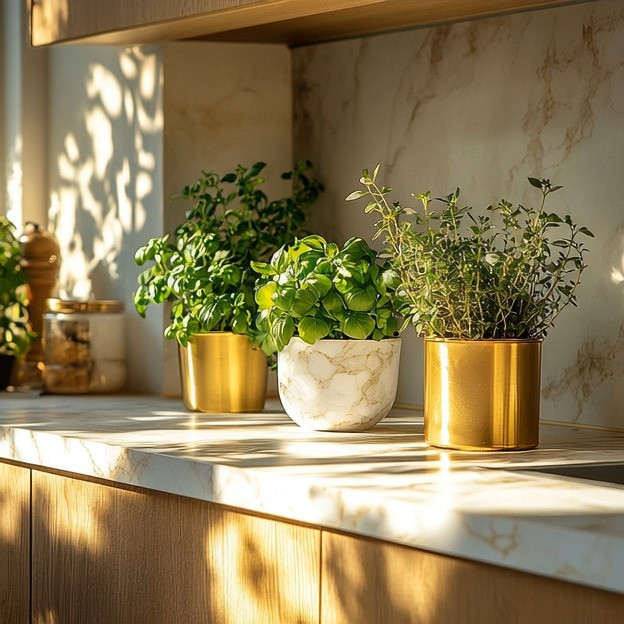 When nature meets luxury. Fresh herbs styled in gold planters against marble create a look that feels modern, warm, and quietly elevated. The mix of greenery, gold, and stone brings life into the space without overpowering it — proof that luxury doesn’t have to be loud to be beautiful. This is understated elegance at its best, and it works in kitchens, shelves, and any corner that needs a refined touch.

#UnderstatedLuxury
#GoldPlanters
#NatureMeetsLuxury
#ModernNaturalHome
#QuietLuxury
#ElevatedInteriors
#LuxuryDetails
#ElegantAndDriven 

 #LTKHome