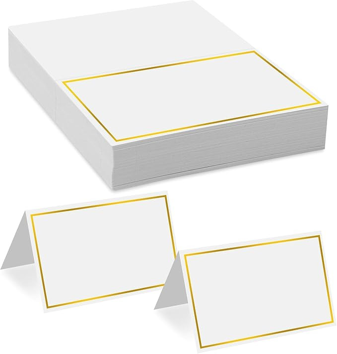 Place Cards 50Pcs Small Table Card with Gold Foil Border 2" x 3.5" Tent Name Cards for Table Sett... | Amazon (US)