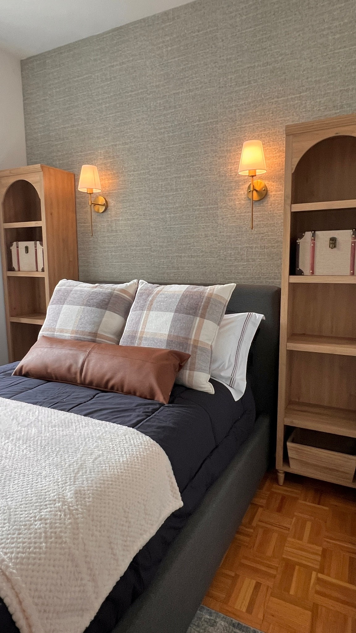 Adding character to a NYC apartment bedroom for my sons!!! Peel and Stick wallpaper, wire free sconces, and bookcases for nightstands!

#LTKHome #LTKMens #LTKSaleAlert