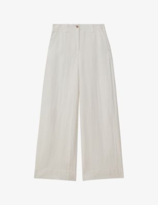 Demi wide-leg high-rise linen trousers | Selfridges