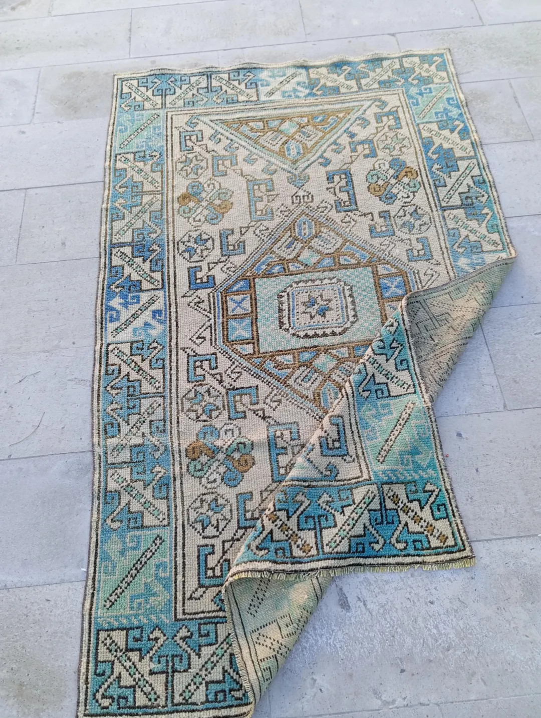 4x6 Rug Vintage Soft Area Rug 4x6 Bedroom Entryway Oushak Rug 4x6 Small Medium Handmade Rug Turki... | Etsy (US)