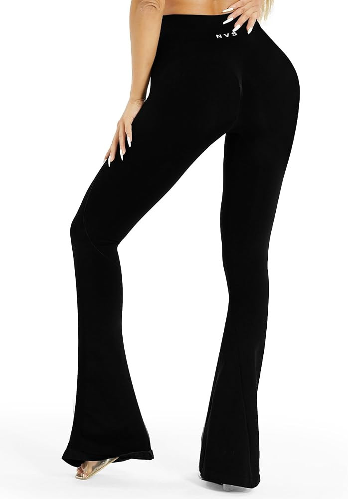 NEWVISISTER Mini Flare Workout Leggings for Women Tummy Control Seamless Scrunch Butt Gym Legging... | Amazon (US)