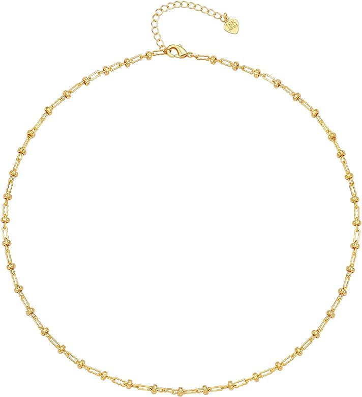 SOFYBJA 18K Gold Link Chain Choker Necklace Statellite Chain Box Chain Women Statement Adjustable Cl | Amazon (US)