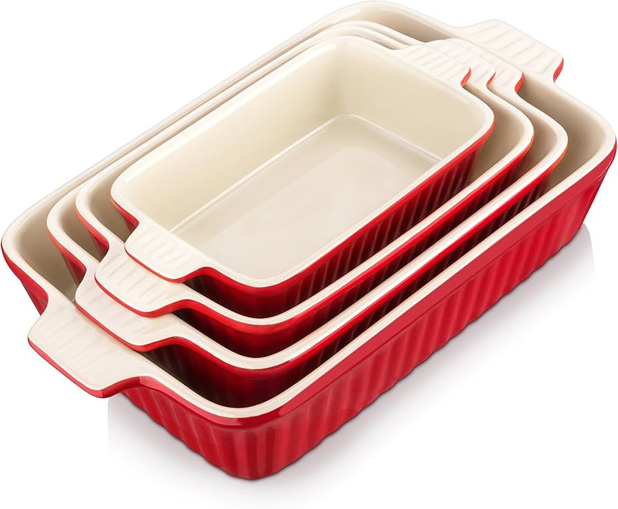 Bakeware Set of 4, MALACASA Porcelain Baking Pans Set for Oven, Casserole Dish, Ceramic Rectangul... | Amazon (US)