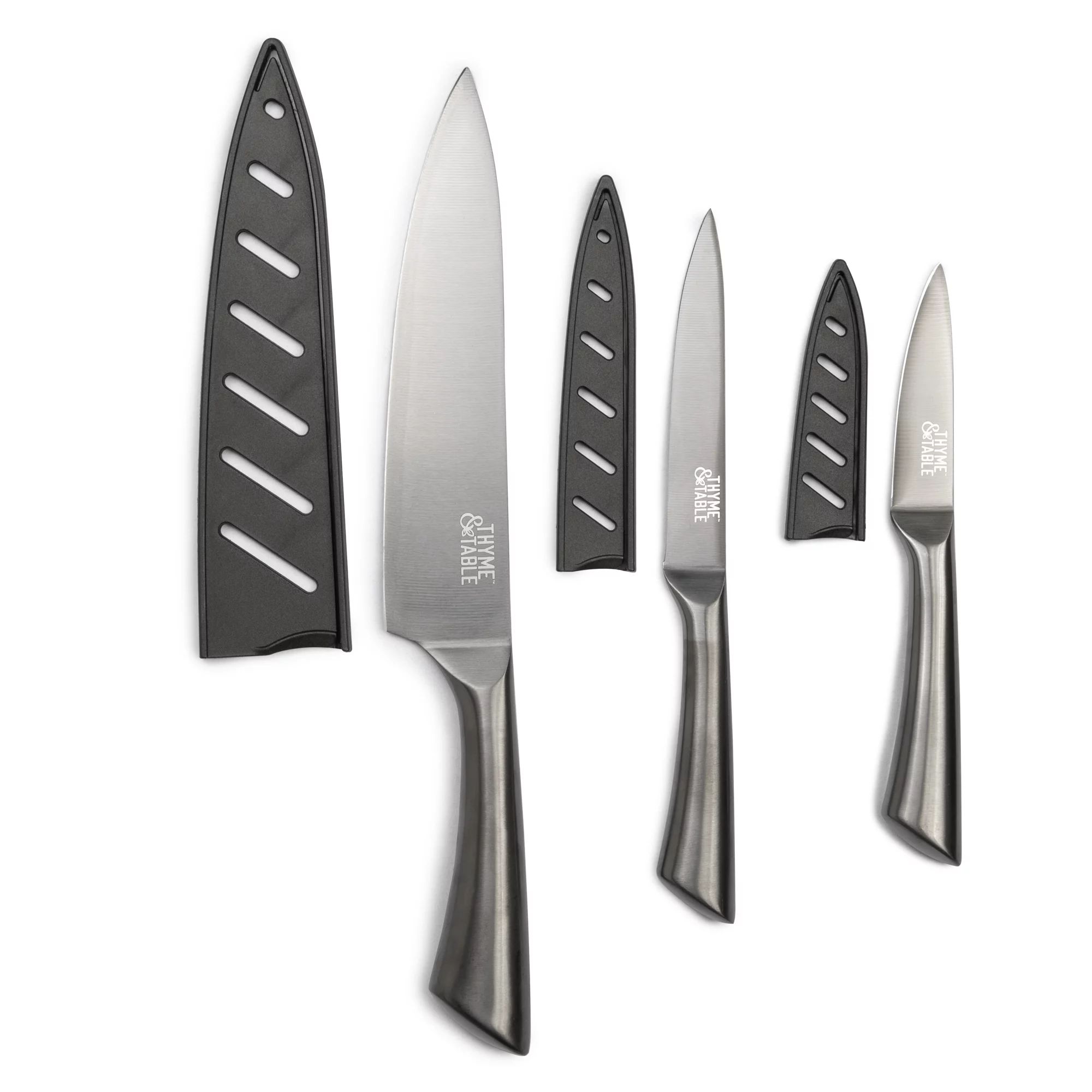 Thyme & Table Non-Stick Coated High Carbon Stainlless Steel Carbone Chef's Knives, 3 Piece Set - ... | Walmart (US)