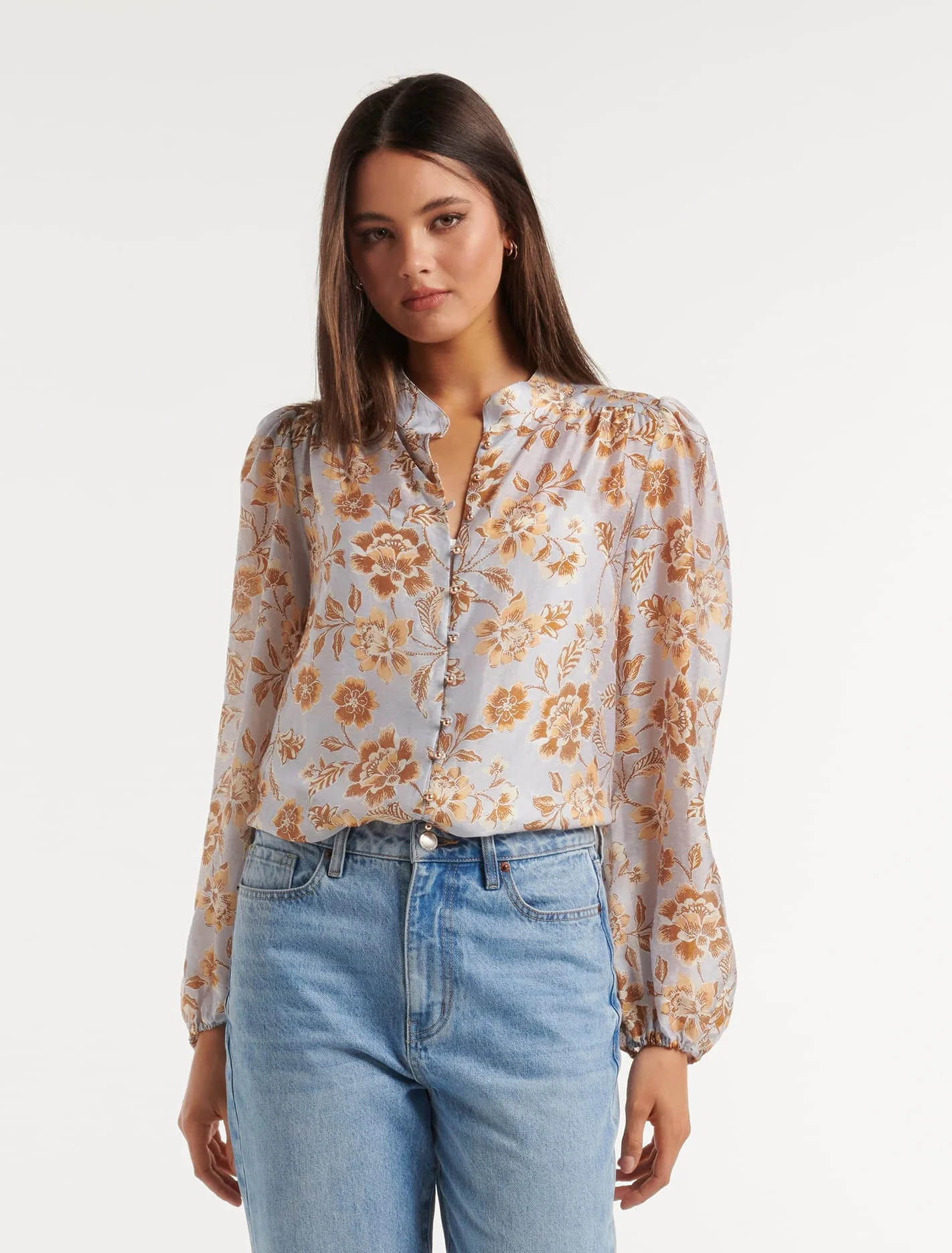 Amelia Printed Button-Down Blouse | Forever New (AU)