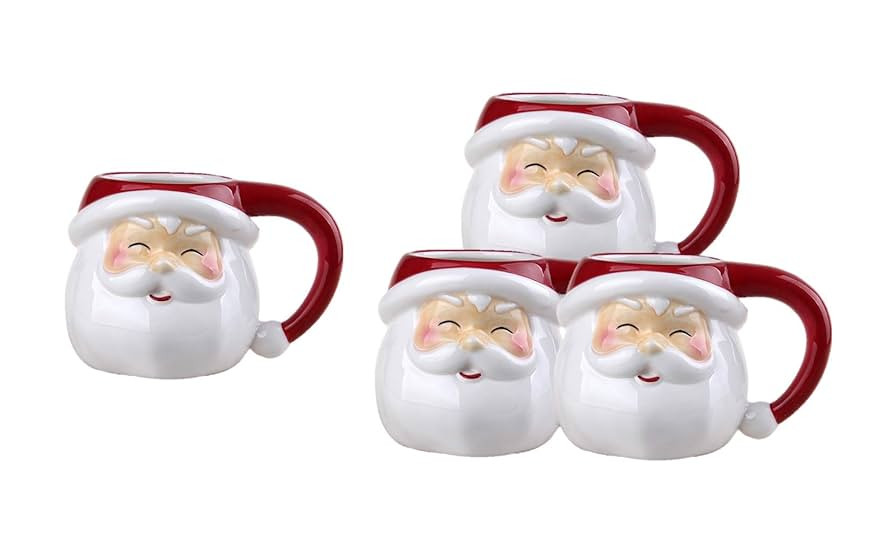 Comfy Hour Joyful Holiday Collection Santa Claus Mugs, Set of 4 Cups, Winter Christmas Gift, Cera... | Amazon (US)