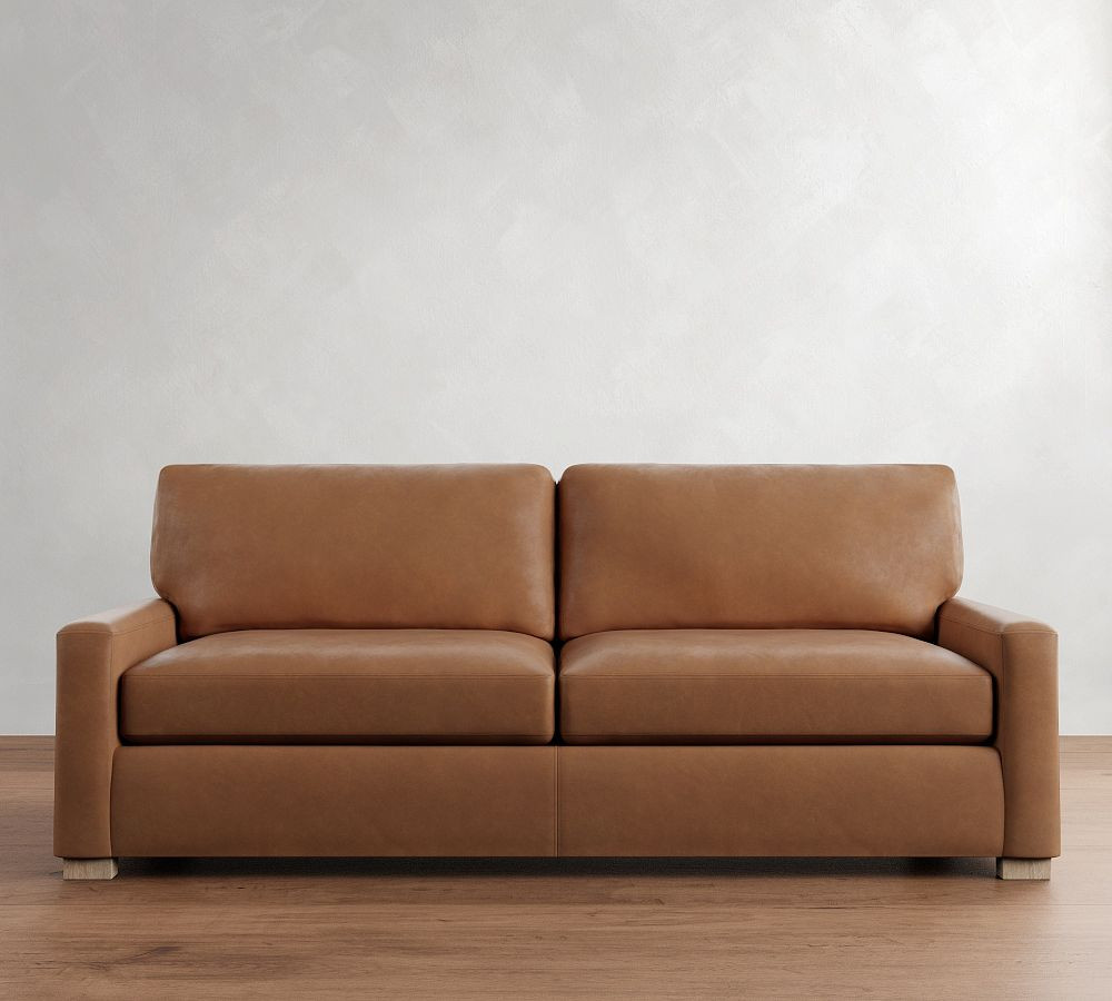 Turner Square Arm Leather Sofa (65"&ndash;104") | Pottery Barn (US)