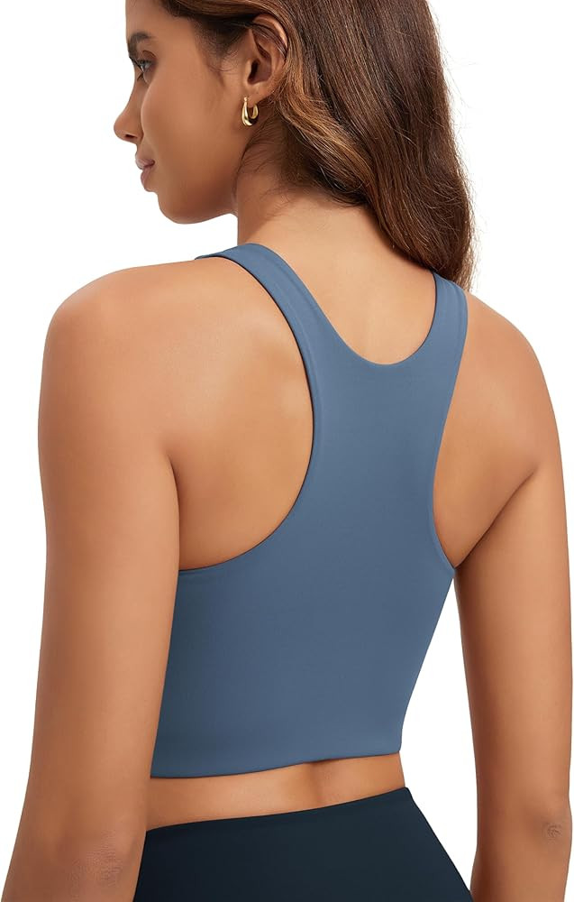 ODODOS Racerback Tank Bra for Women High Neck Non Padded Medium Support Sports Bra Workout Yoga C... | Amazon (US)