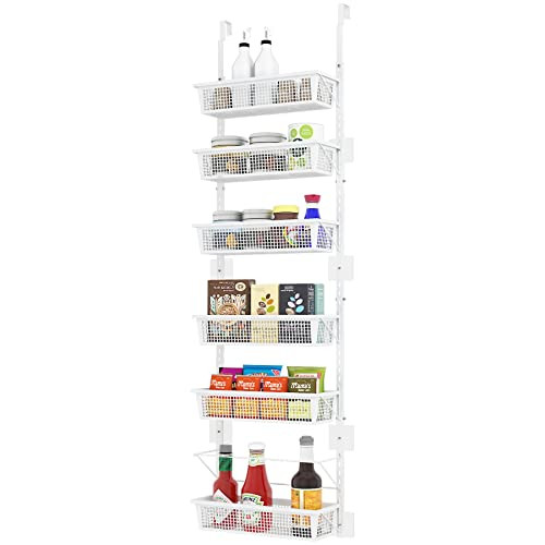 Over the Door Organizer, Adjustable Over Pantry Door Storage with 6 Deep Basket Hanging Over Door... | Amazon (US)