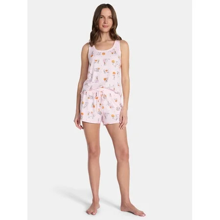 Way To Celebrate Women s Hacci Knit Tank and Shorts Pajama Sets  Sizes XS to 3X | Walmart (US)