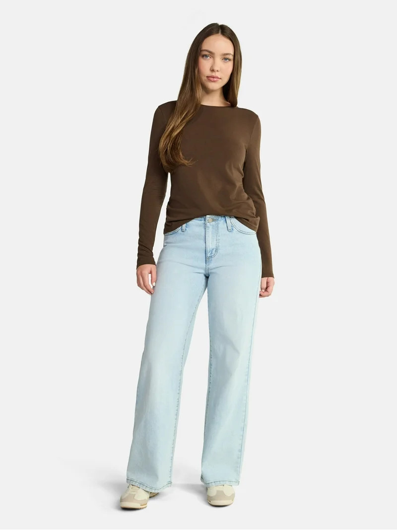 No Boundaries Long Sleeve Crewneck Tee, Women's | Walmart (US)