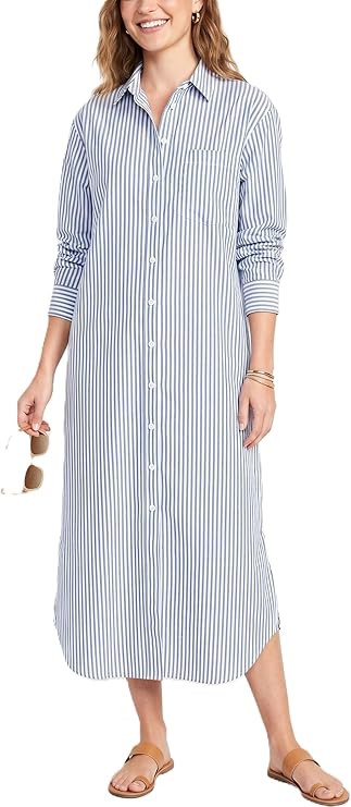 Kuraki Women's Casual Print Button Front Maxi Shirt Dress | Amazon (US)