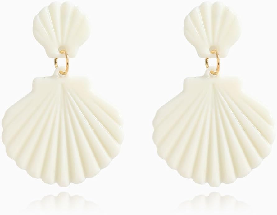 Acrylic Shell Dangle Earrings for Women, Bohemian Lightweight Seashell Dangle Earrings, Hypoaller... | Amazon (US)