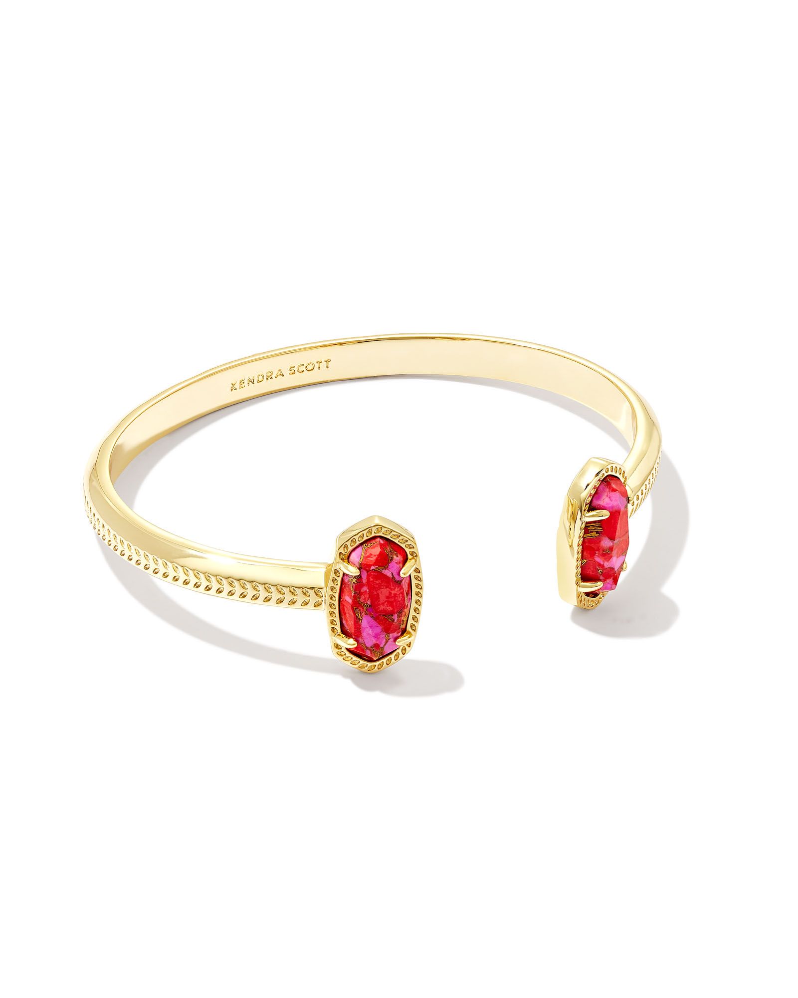 Elton Gold Cuff Bracelet in Bronze Veined Red and Fuchsia Magnesite | Kendra Scott