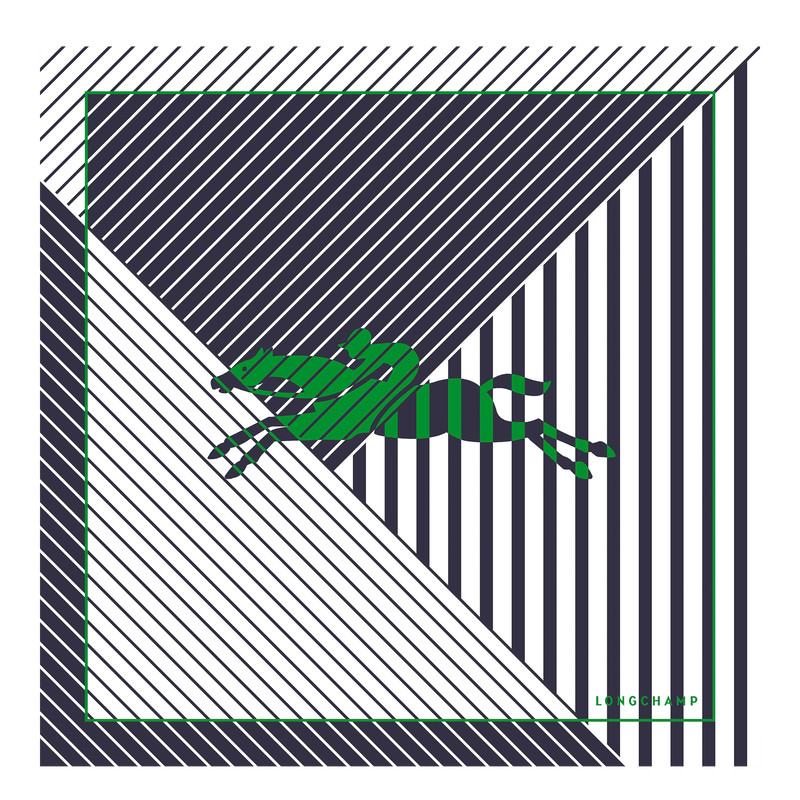 Fall-Winter 2023 Collection Silk scarf 50 Navy/Lawn - OTHER (50616SOIH89) | Longchamp US | Longchamp