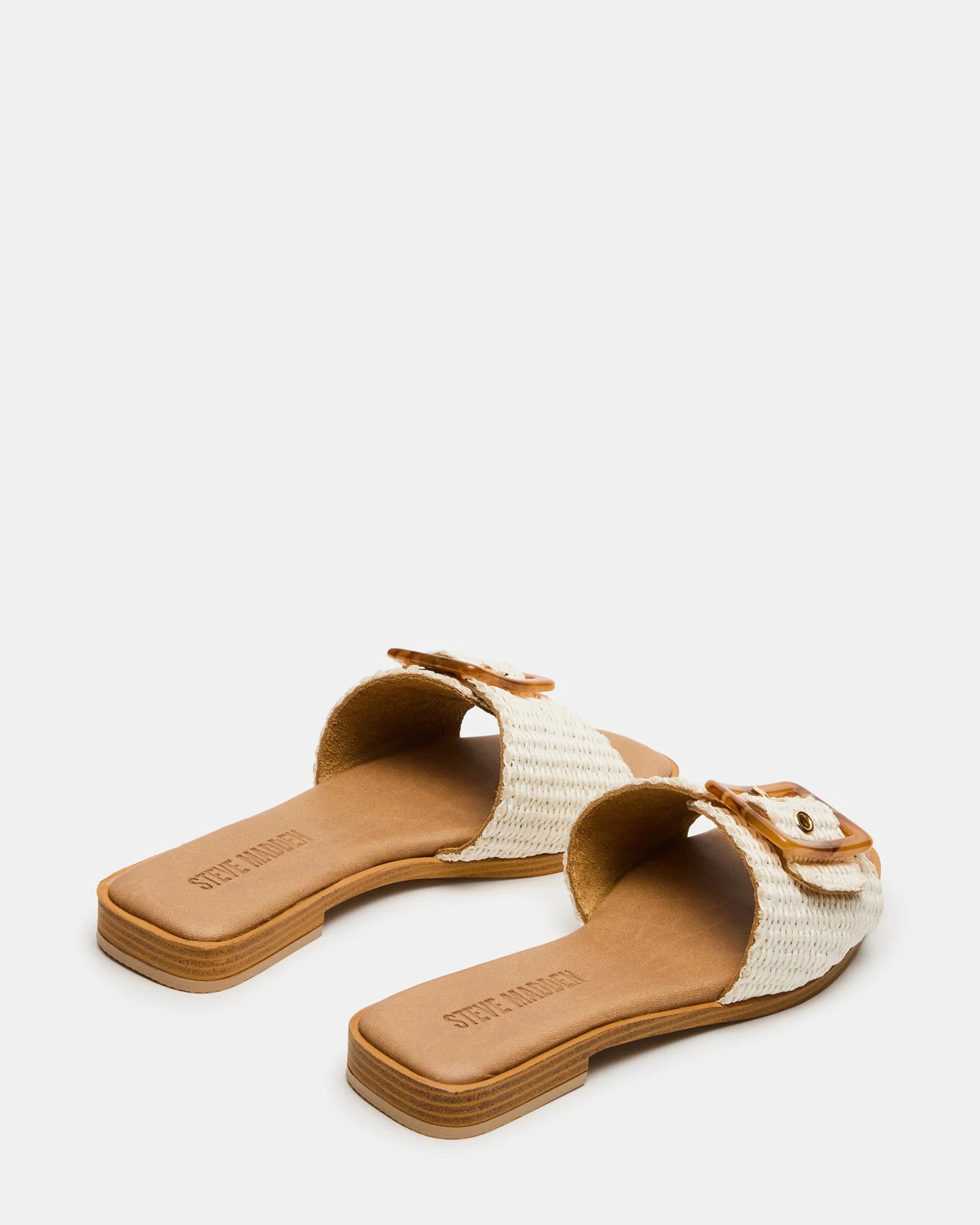 HAPP Bone Square-Toe Raffia Slide Women's Sandal | Steve Madden (US)
