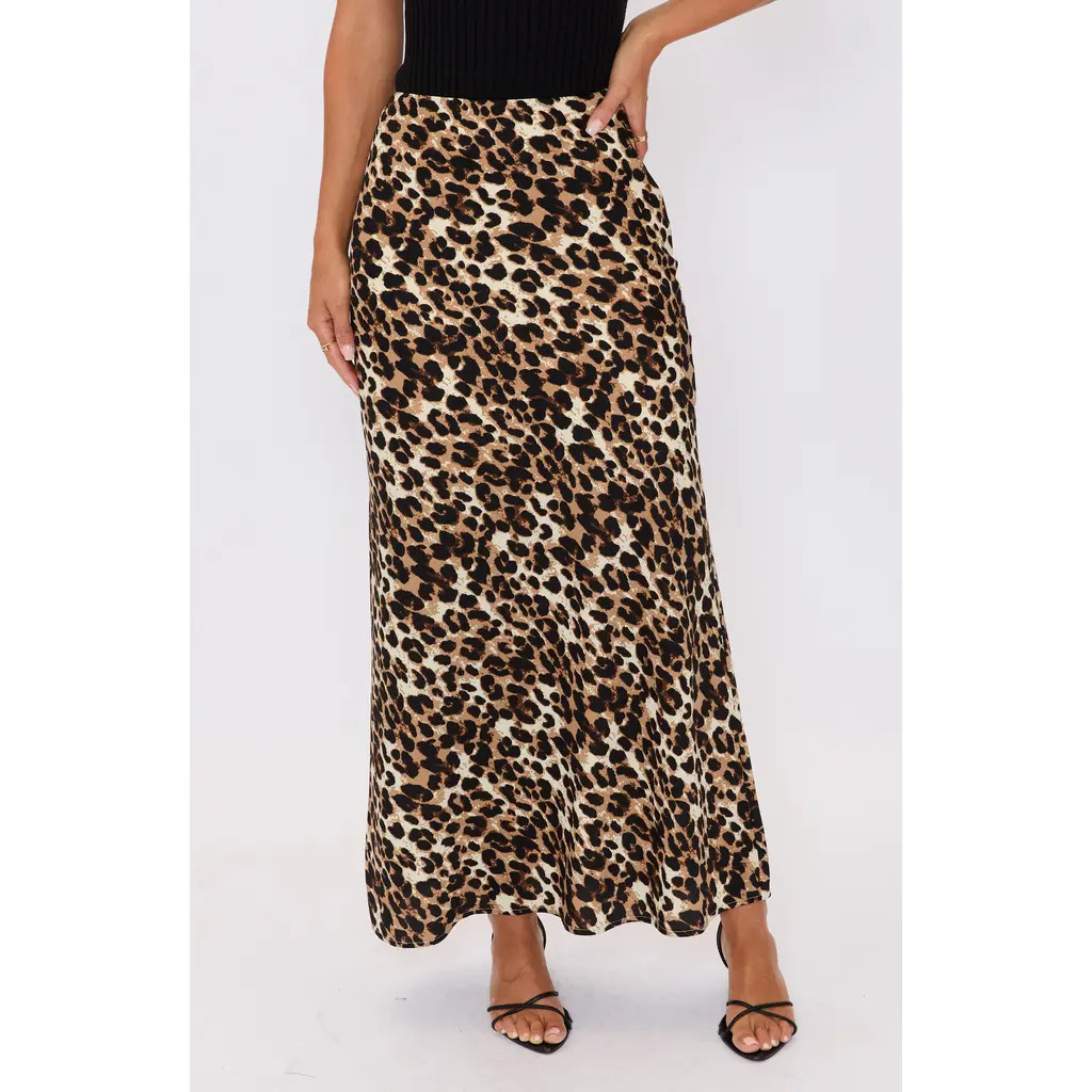 VICI Collection Sabine Leopard Print Maxi Skirt at Nordstrom, Size X-Large | Nordstrom