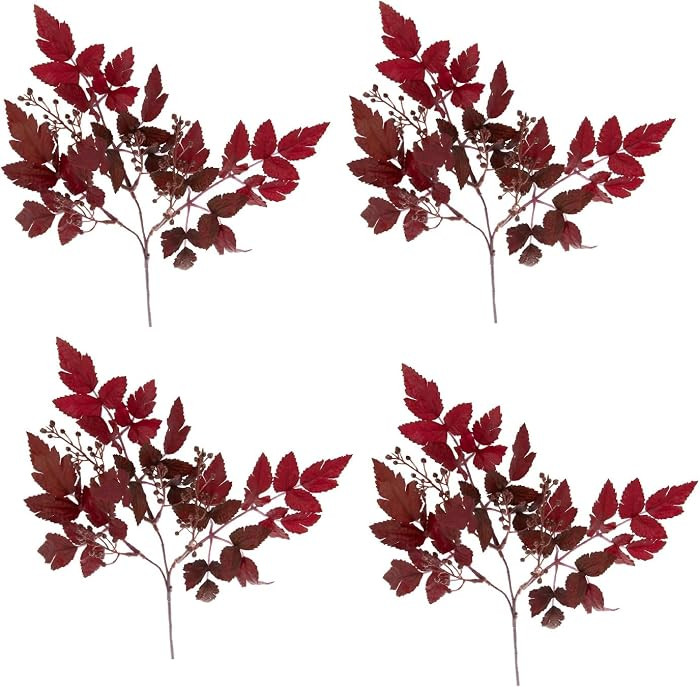 Hobby Lobby Artificial Plum Leaf & Berries Pick, 15" x 9", Set of 4 | Amazon (US)