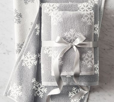 Snowflake Jacqaurd Towel | Pottery Barn (US)