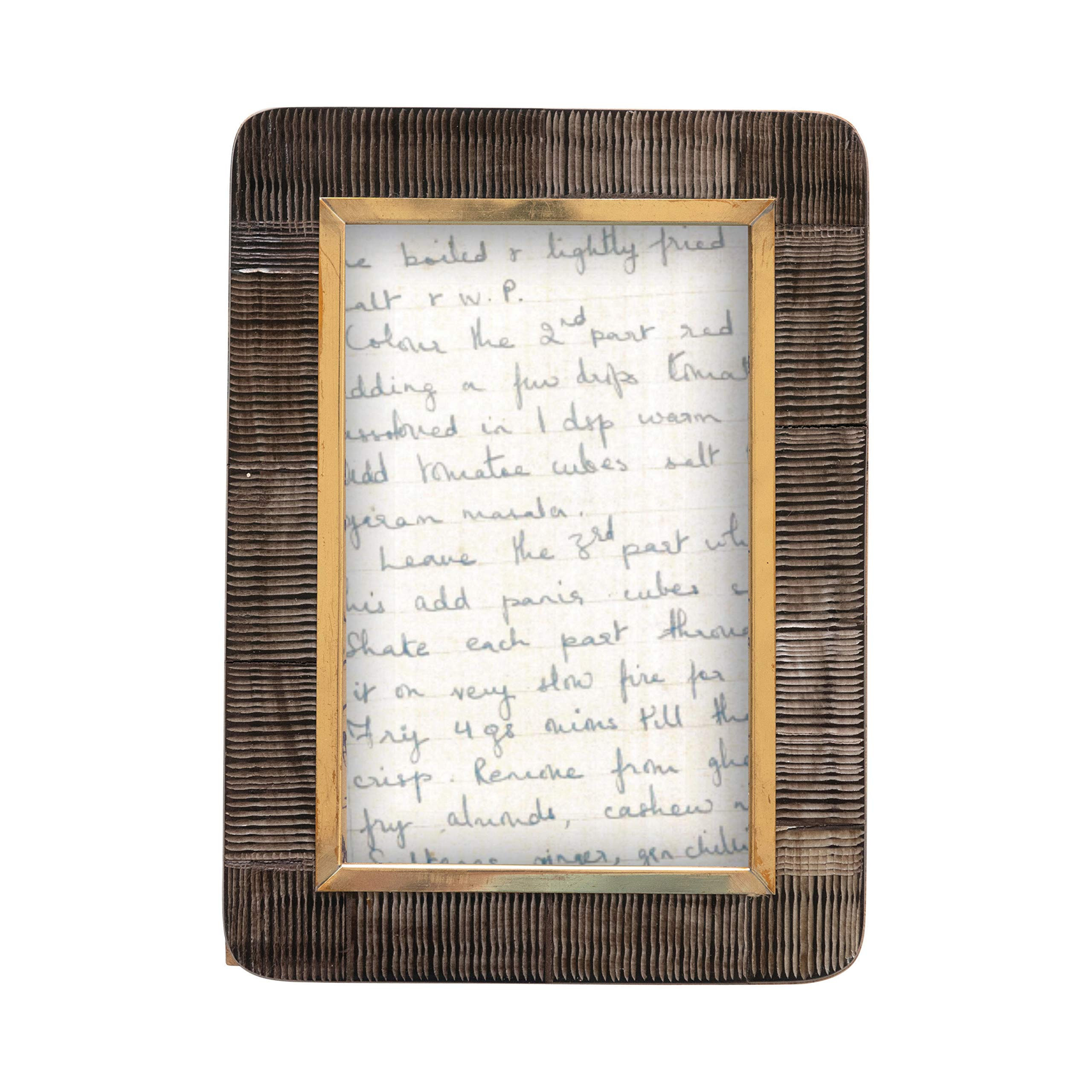 Creative Co-Op Hand-Carved Horn Photo Frame with Brass Border, Black & Natural (Holds 4" x 6" Photo) | Amazon (US)