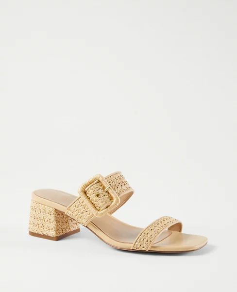 Straw Buckle Two Strap Sandals | Ann Taylor (US)