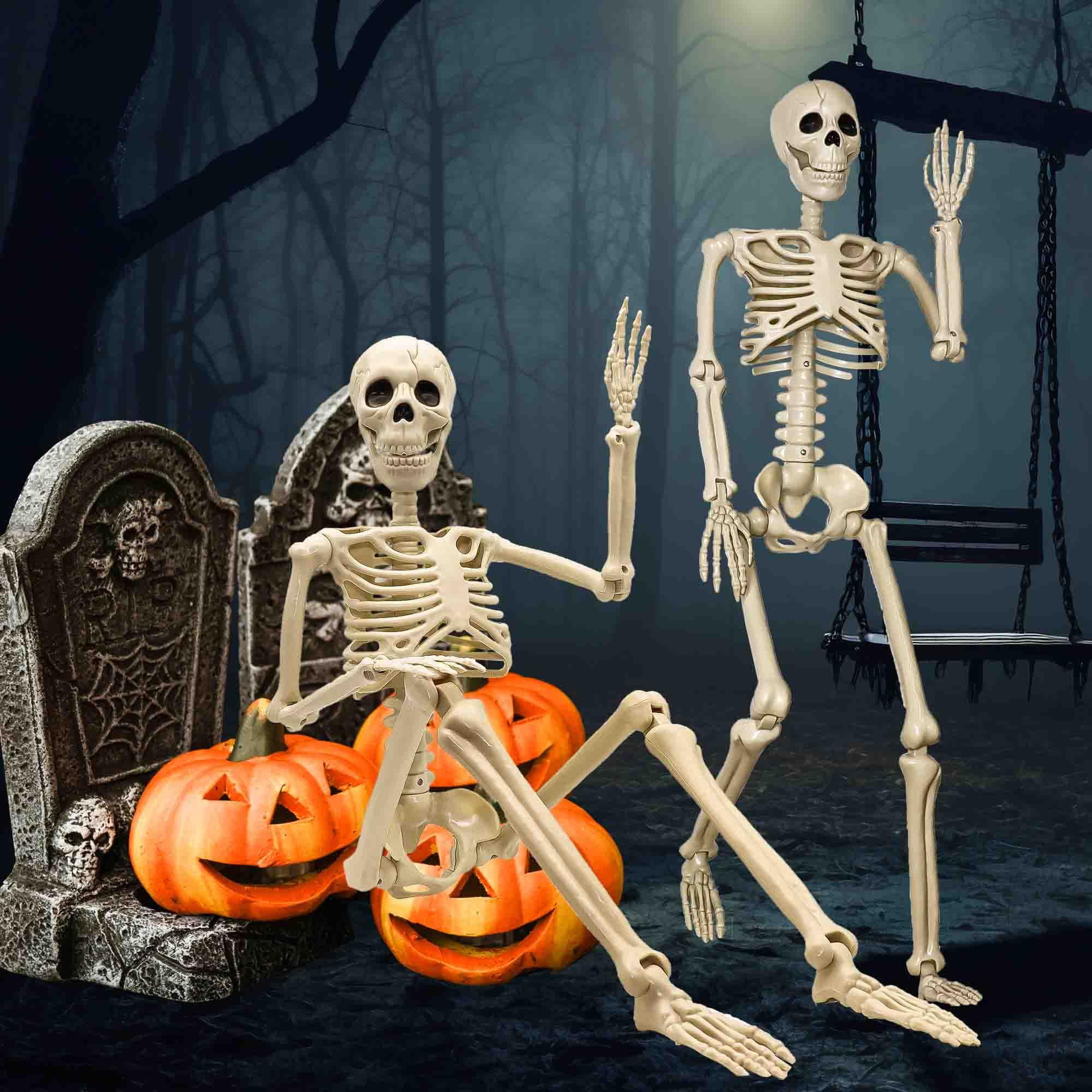 2 Pack 36"Halloween Skeleton - 3 ft Life Size Human Skeleton with Full Body Posable Joints Plasti... | Amazon (US)